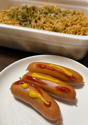 同時調理で！カップ焼きそばとウィンナー-レシピのメイン写真