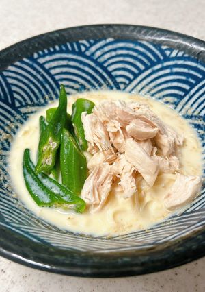 ささみとおくらのごま豆乳スープそうめん-レシピのメイン写真