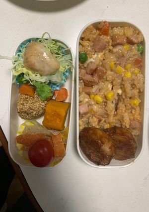 全てレンジ洋風オイきな粉風味炒飯弁当-レシピのメイン写真