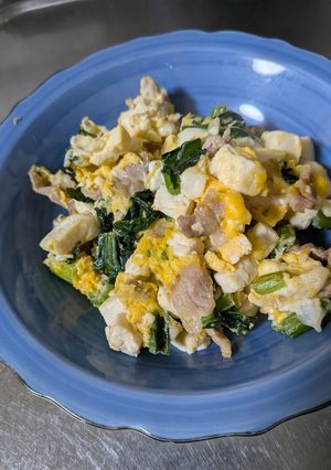 豚肉小松菜豆腐卵の炒め物-レシピのメイン写真
