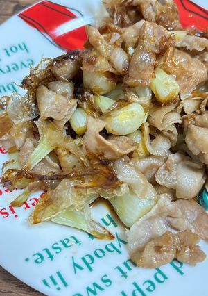 島らっきょうの消費ぶた肉炒め-レシピのメイン写真