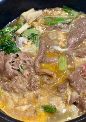 なめ茸でつくるトロトロ超簡単すき焼き(丼)-レシピのメイン写真