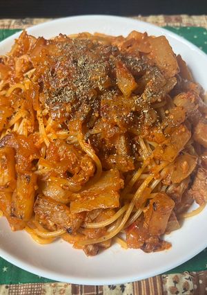 スパゲティ・豚バラ大根ナポリタン-レシピのメイン写真
