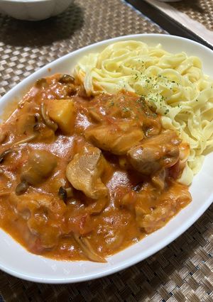 鶏肉とじゃがいものトマトクリーム煮-レシピのメイン写真