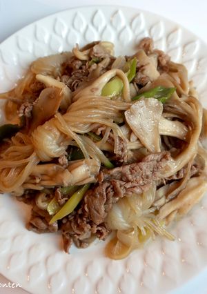 牛肉と舞茸のすき焼き風炒め-レシピのメイン写真