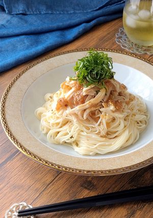 鶏むね肉のさっぱり梅だれ素麺。-レシピのメイン写真