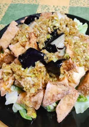 揚げ茄子と厚揚げの油淋鶏もどき-レシピのメイン写真