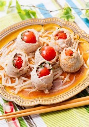 電子レンジで簡単!ミニトマトの豚しそ巻き-レシピのメイン写真