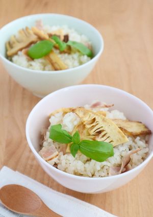 洋風たけのこごはん♪ベーコンとバジル風味-レシピのメイン写真