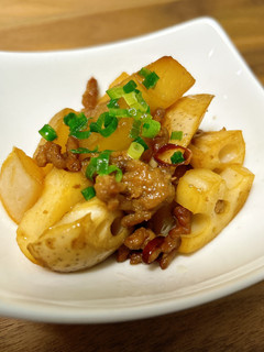 マジうま!れんこんと大根の挽肉甘辛炒め-レシピのメイン写真