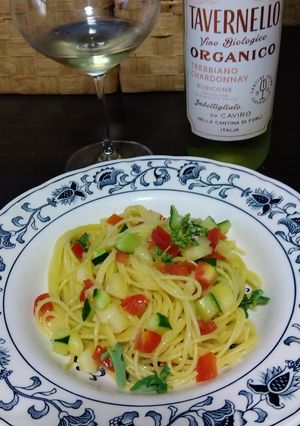 桃の冷製パスタ-レシピのメイン写真