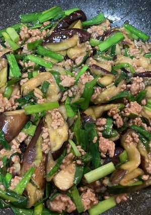 豚ひき肉とナスとニラの中華炒め-レシピのメイン写真