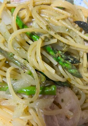 簡単　アスパラと豚肉のバジルソースパスタ-レシピのメイン写真