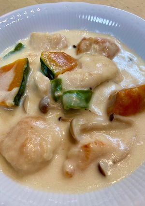 鶏むね肉とかぼちゃのクリーム煮♪-レシピのメイン写真