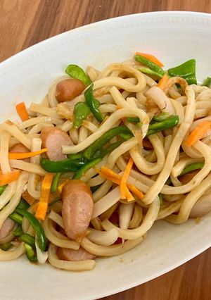 レンチンで簡単！一人分の昔ながらの焼きうどん-レシピのメイン写真