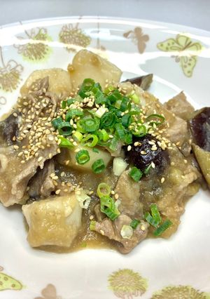 なすと里芋と豚肉のみぞれ生姜あんかけ炒め-レシピのメイン写真