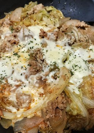 春キャベツのワンパン煮込みハンバーグ風-レシピのメイン写真