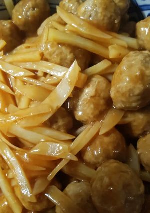 簡単肉団子(冷凍)とじゃがいもの甘酢餡-レシピのメイン写真