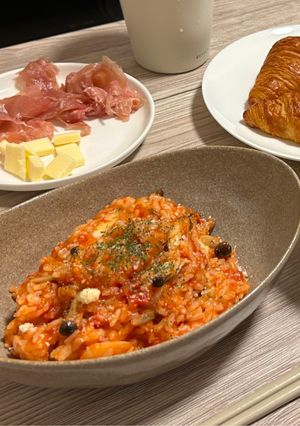 えびとキノコのトマトチーズリゾット-レシピのメイン写真