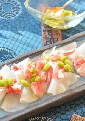 うす切り大根とかにかまの枝豆オイルがけ♪-レシピのメイン写真