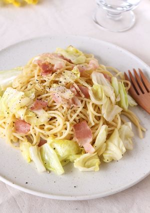 春キャベツとベーコンのパスタ-レシピのメイン写真