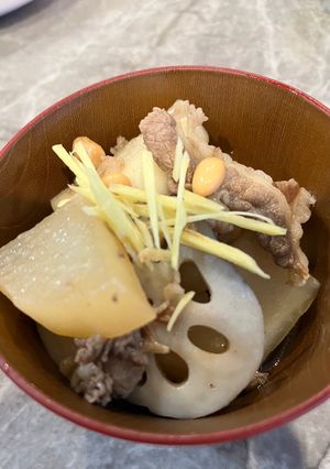 牛バラと大根蓮根サラダ大豆の煮物-レシピのメイン写真