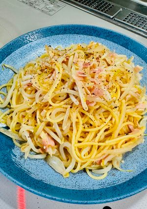 シャキッともやしのベーコン・玉ねぎパスタ-レシピのメイン写真