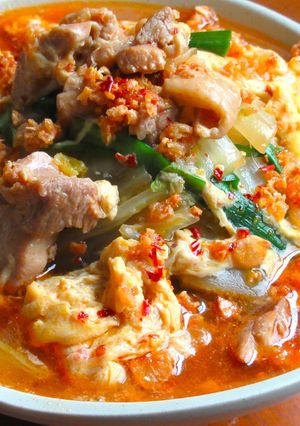 【 鶏もも肉とニラの旨辛かきたまうどん〗-レシピのメイン写真