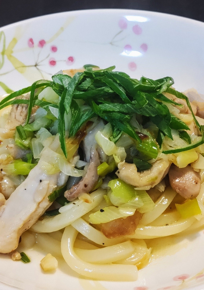 鶏ネギ塩のとろとろ焼きうどん-レシピのメイン写真