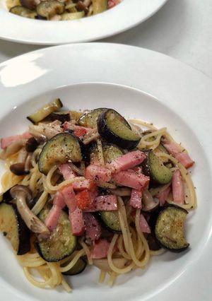 茄子とベーコンの麺つゆアンチョビパスタ-レシピのメイン写真