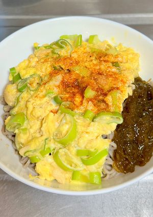 ささみネギ卵とじもずく蕎麦-レシピのメイン写真