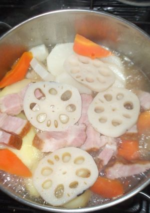蓮根の和風ポトフ♪簡単ベーコンじゃが芋-レシピのメイン写真