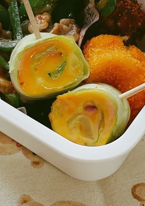 【ハムチーくるくるキャベツ】お弁当おかず-レシピのメイン写真