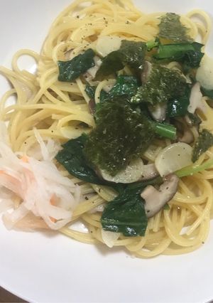 小松菜と椎茸のペペロンチーノ-レシピのメイン写真