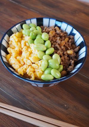大豆そぼろの三色丼-レシピのメイン写真