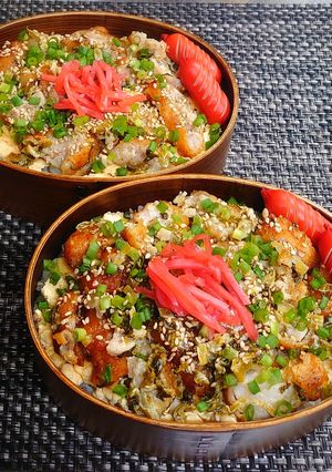 5分で簡単!めちゃウマ♪唐揚げ高菜マヨ丼-レシピのメイン写真