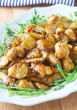 食欲そそる♡鶏肉とごぼうの甘酢照り焼き-レシピのメイン写真