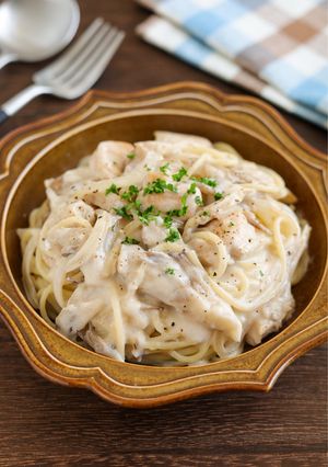 濃厚♡鶏肉と舞茸のクリームパスタ-レシピのメイン写真