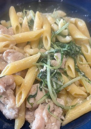 鶏肉と水菜の豆乳ペンネ-レシピのメイン写真