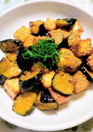 簡単夏の夕飯！ナスと厚揚げの味噌炒め節約主菜副菜-レシピのメイン写真