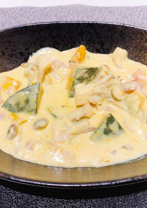 簡単！夕飯に！かぼちゃときのこのクリーム煮-レシピのメイン写真