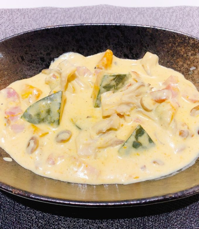 簡単！夕飯に！かぼちゃときのこのクリーム煮-レシピのメイン写真