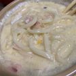 カルボナーラうどん!土鍋であったか