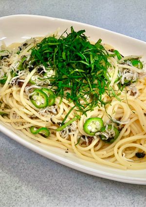 ちりめんじゃことオクラの梅パスタ-レシピのメイン写真