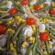 色々きのこと鶏肉の彩りパエリア