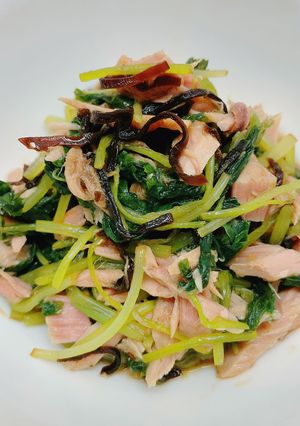 レンジで簡単！高たんぱくな塩昆布無限水菜-レシピのメイン写真