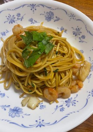 シーフードと大葉のバター醤油パスタ♡-レシピのメイン写真