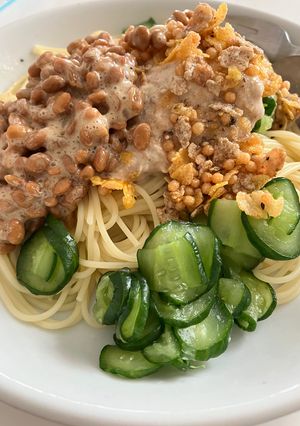 納豆きゅうりシーチキンマヨ禁断のパスタ-レシピのメイン写真