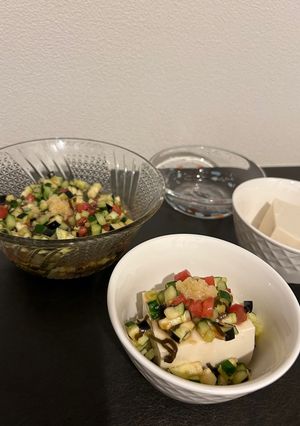 夏野菜のっけ豆腐 塩こん部長と桃屋の生姜-レシピのメイン写真