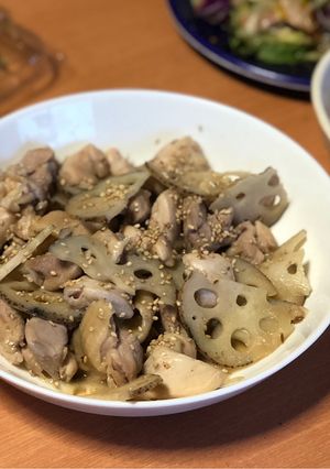 レンコンと鶏ももの酢砂糖めんつゆ炒め煮-レシピのメイン写真